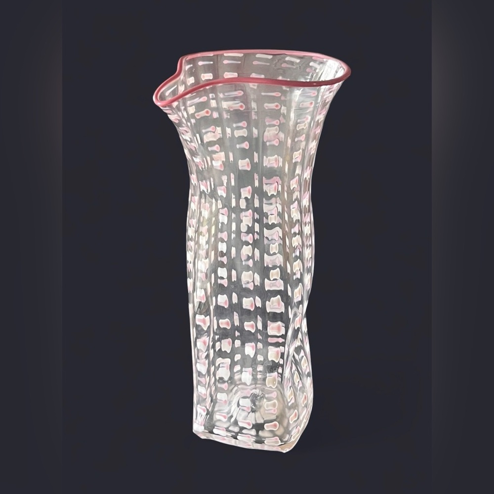 VINTAGE signed 11” hand blown art glass pitcher by artist Louis Sclafani
